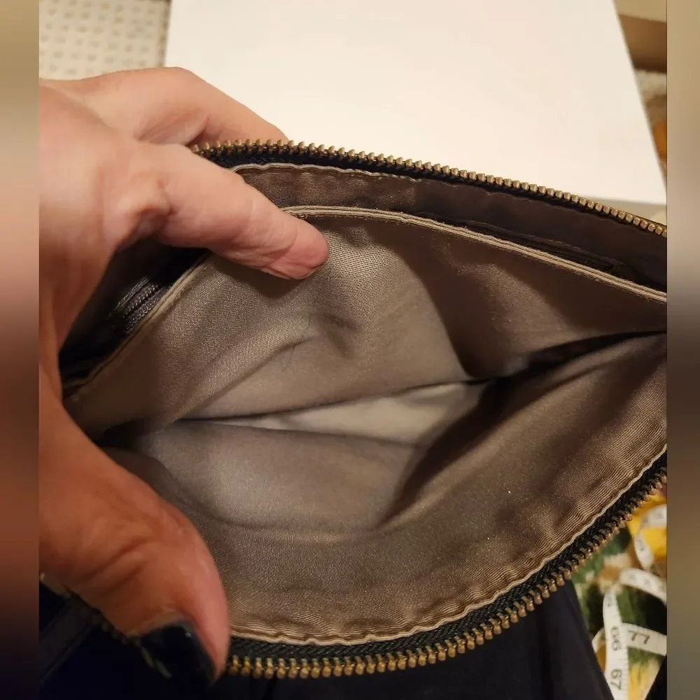 Rare Barneys New York Brown Pebbled Vegan Leather Clutch/Wristlet